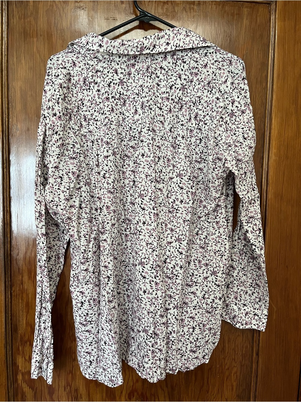 J.Jill Ditsy Floral Button-Up Blouse in White and Dusty Purple 100% Cotton - Picture 5 of 5